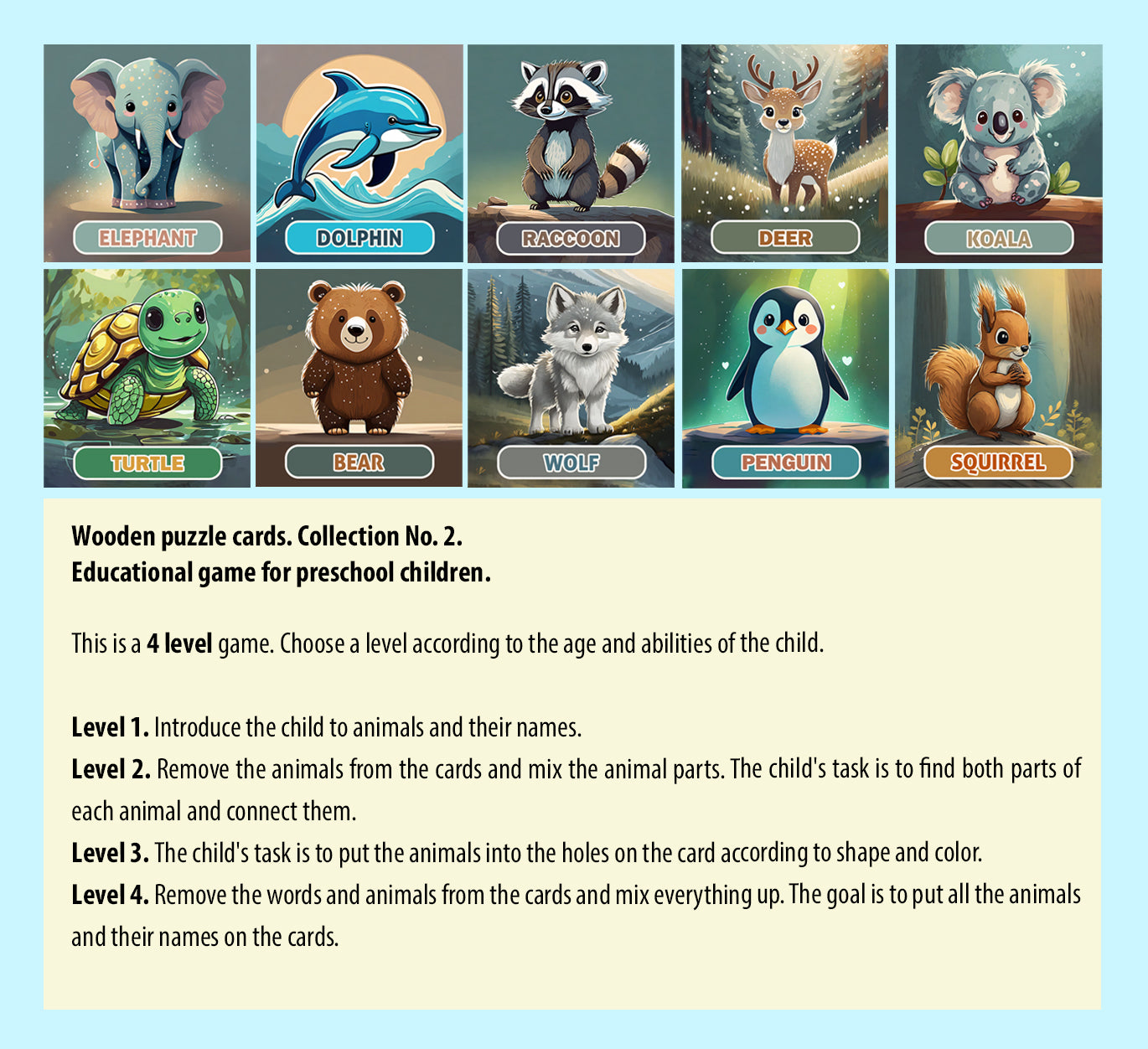 "ANIMALS COLLECTION No. 2" EDUCATIONAL PUZZLE